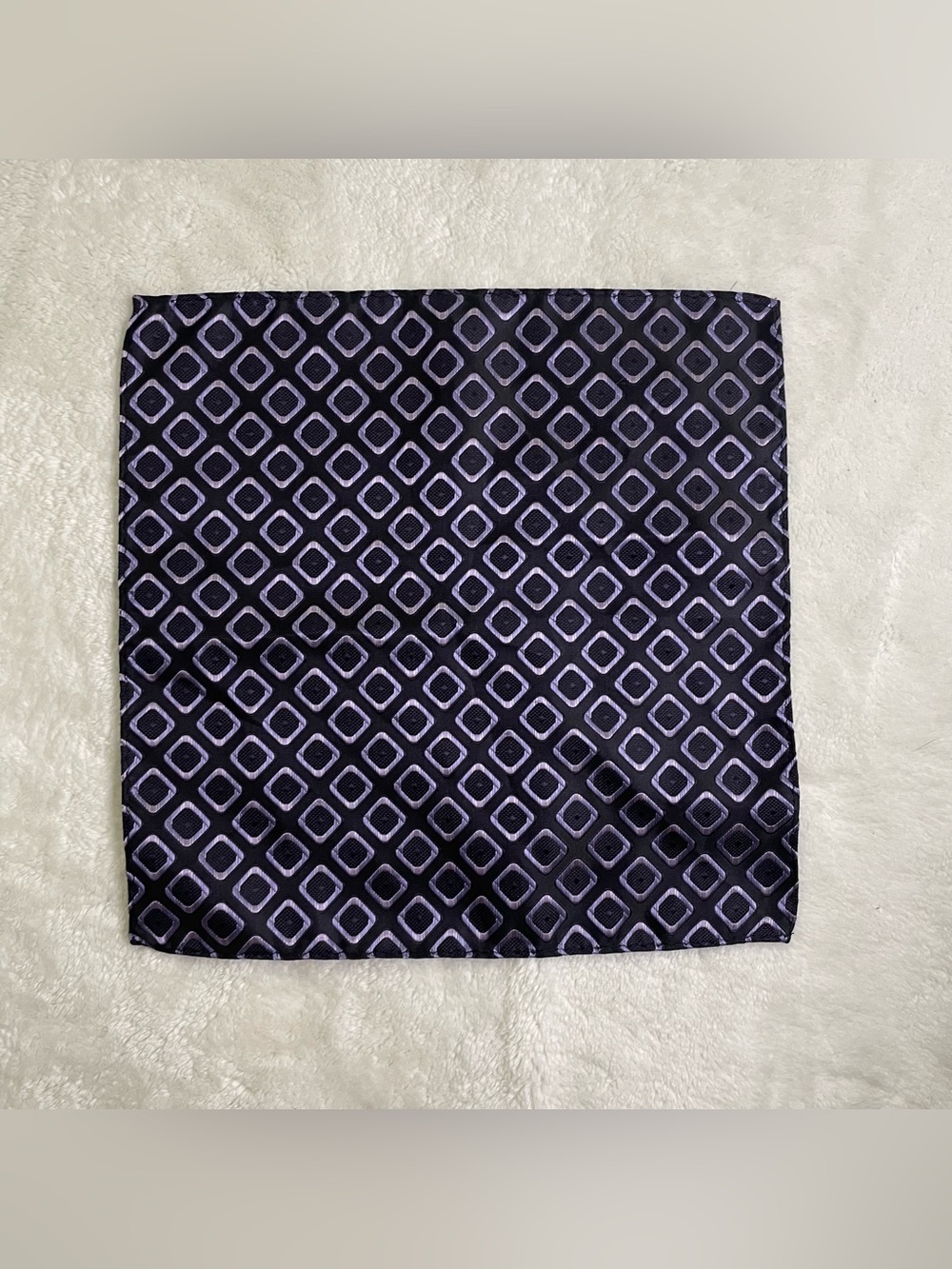 Black and Purple Diamond Print Pocket Square